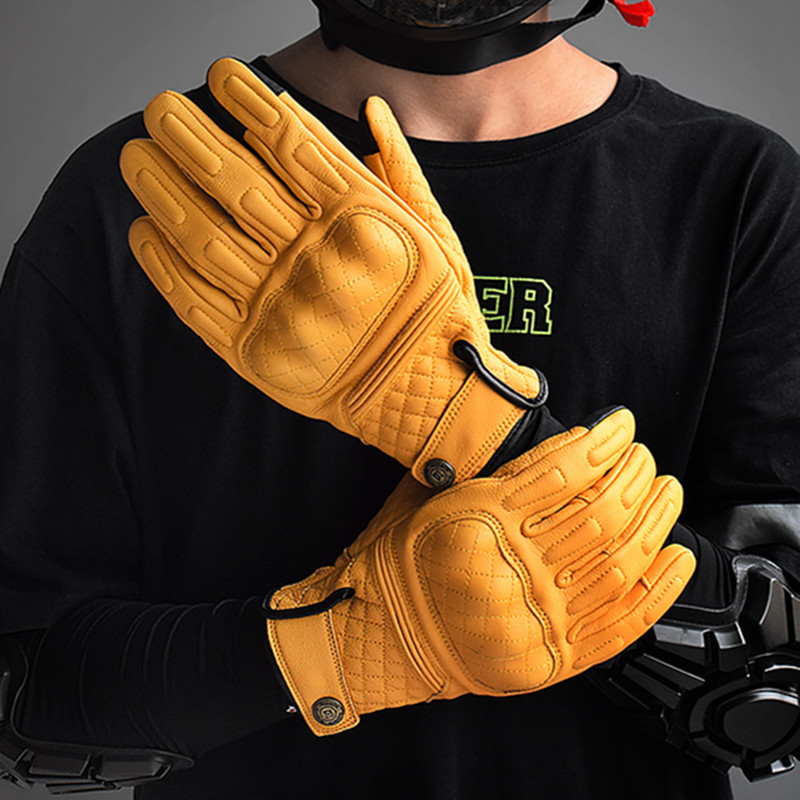 Motorcycle Gear Used - Retro Deri Motosiklet Eldivenleri Tam Parmaklı